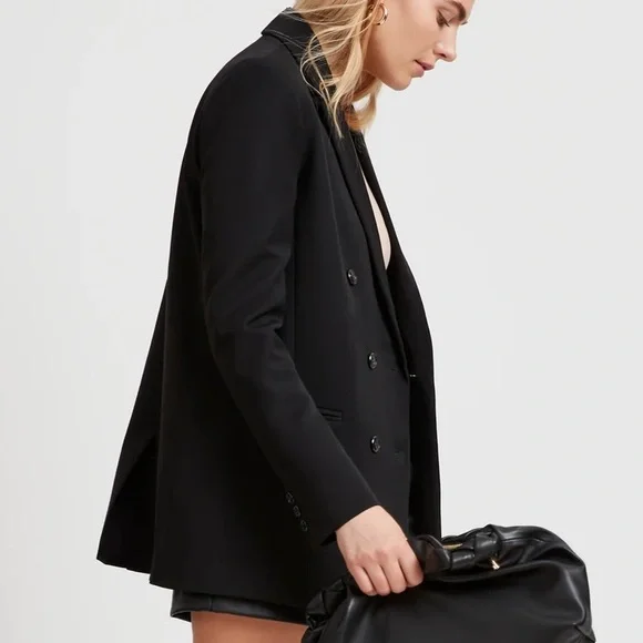 Elegant Black Double-Breasted Women's Blazer - Picture 3 of 8